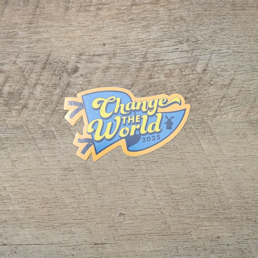 Dutch Bros Change the World 2025 Sticker - Blue and Yellow